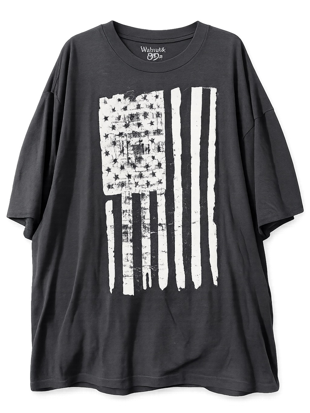 Walnut and 39th® Men's Black Short-Sleeve Crew with Distressed Flag Graphic